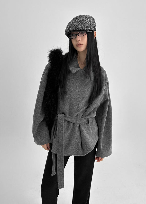 Hopten Mixed-color Bouclé Leather Hunting Cap