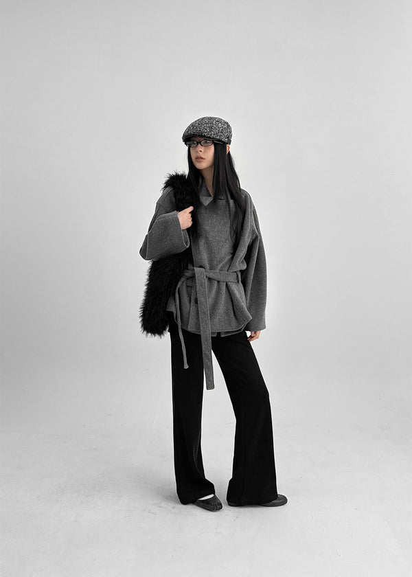 Hopten Mixed-color Bouclé Leather Hunting Cap