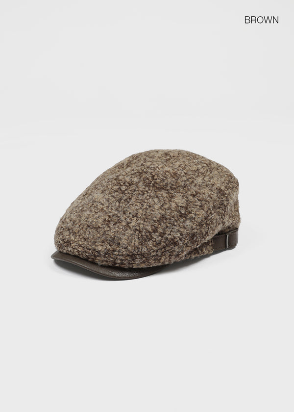 Hopten Mixed-color Bouclé Leather Hunting Cap