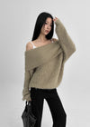Romtin Overfit Boucle Off-shoulder Knit