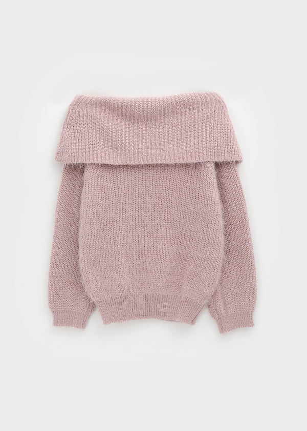 Romtin Overfit Boucle Off-shoulder Knit