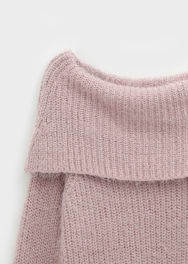 Romtin Overfit Boucle Off-shoulder Knit