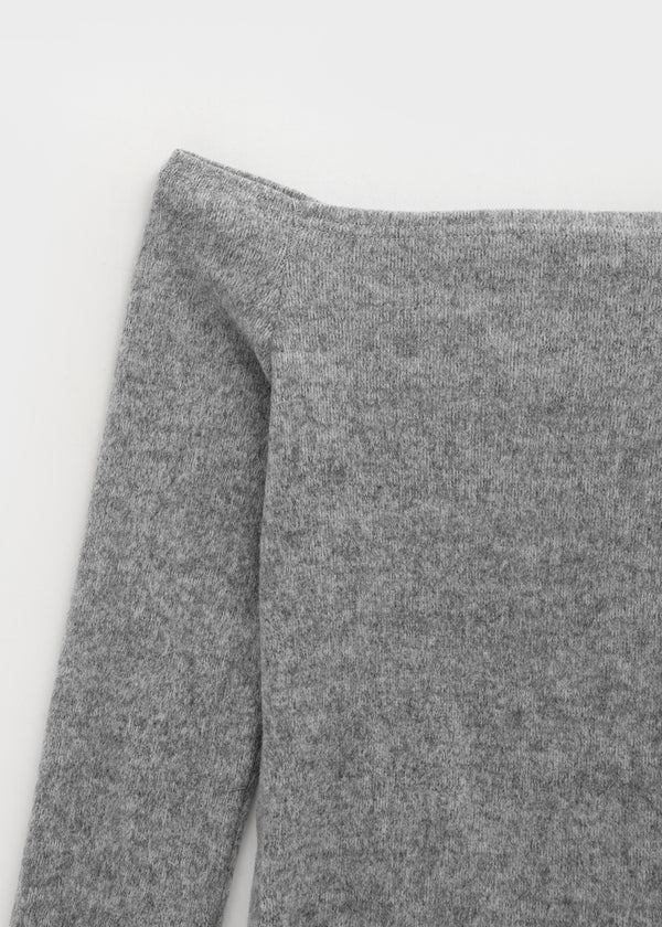 Lopea Fleece Off-shoulder Long-sleeved T-shirt