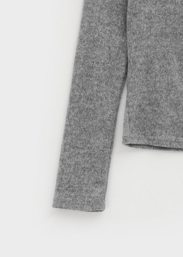 Lopea Fleece Off-shoulder Long-sleeved T-shirt