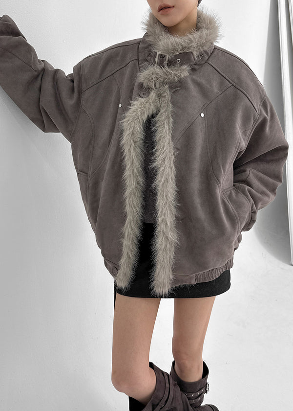 (UNISEX) Carrot High Neck Fur Padding Mustang