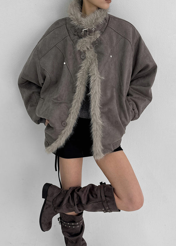 (UNISEX) Carrot High Neck Fur Padding Mustang