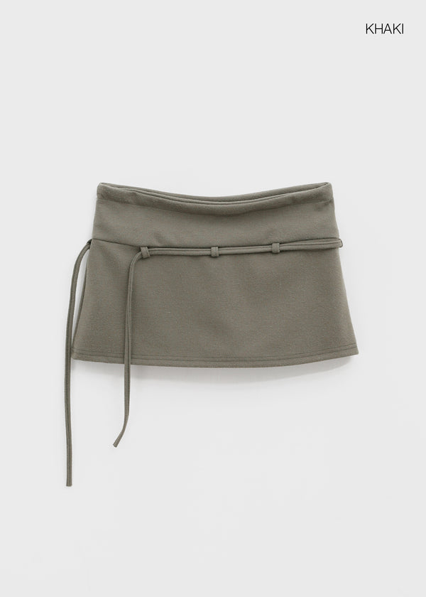 Pongne Strap Fleece Banding Mini Skirt