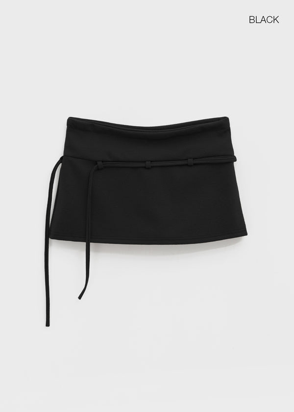 Pongne Strap Fleece Banding Mini Skirt