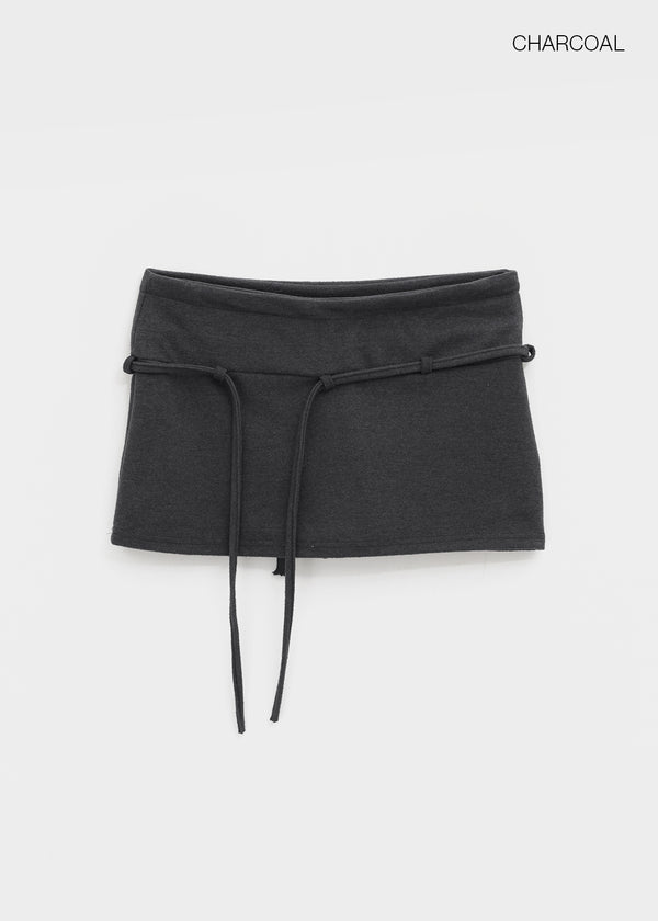 Pongne Strap Fleece Banding Mini Skirt