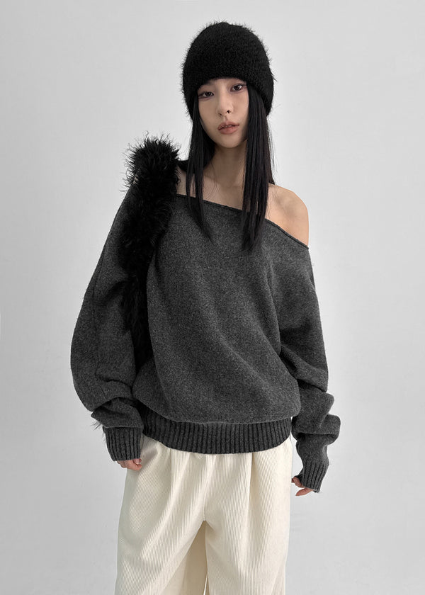 Poenat Wool Off-shoulder Knit