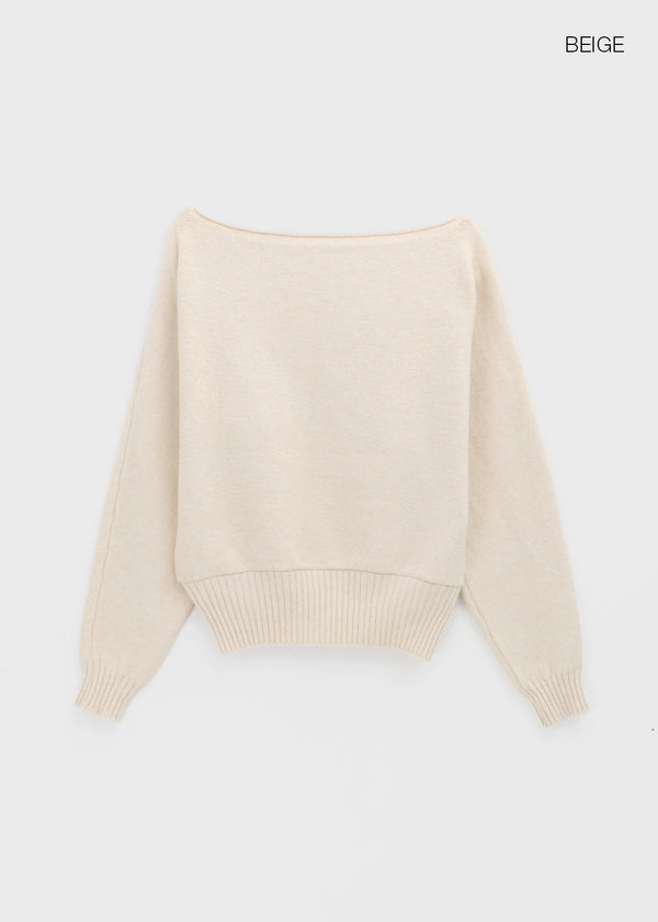 Poenat Wool Off-shoulder Knit