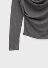 Pomnut Off-shoulder Drape Shirring Long Sleeve T-shirt