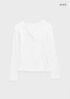 Kangsua V-neck Button-down Fleece Long-sleeved T-shirt