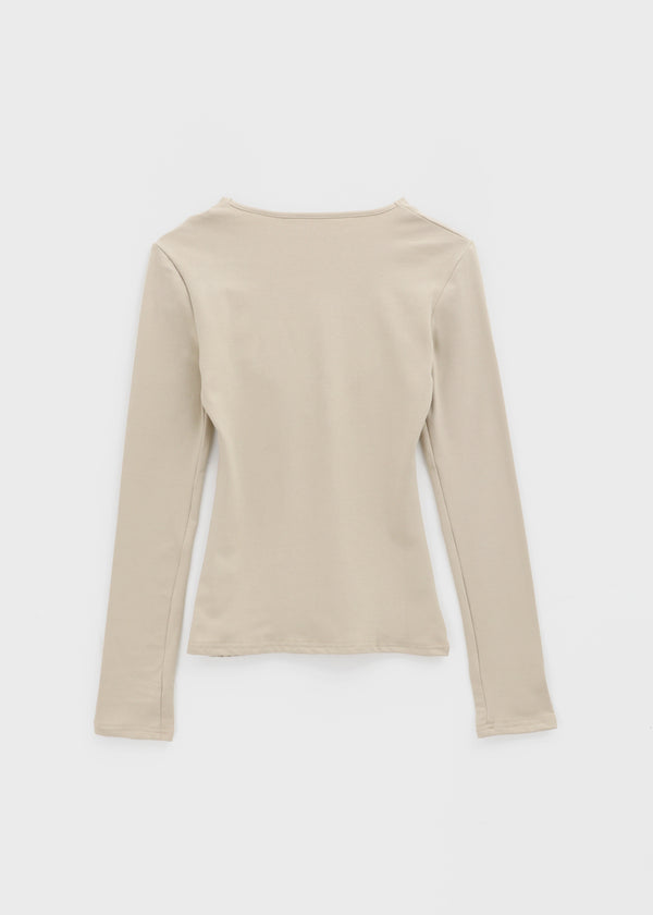 Kangsua V-neck Button-down Fleece Long-sleeved T-shirt