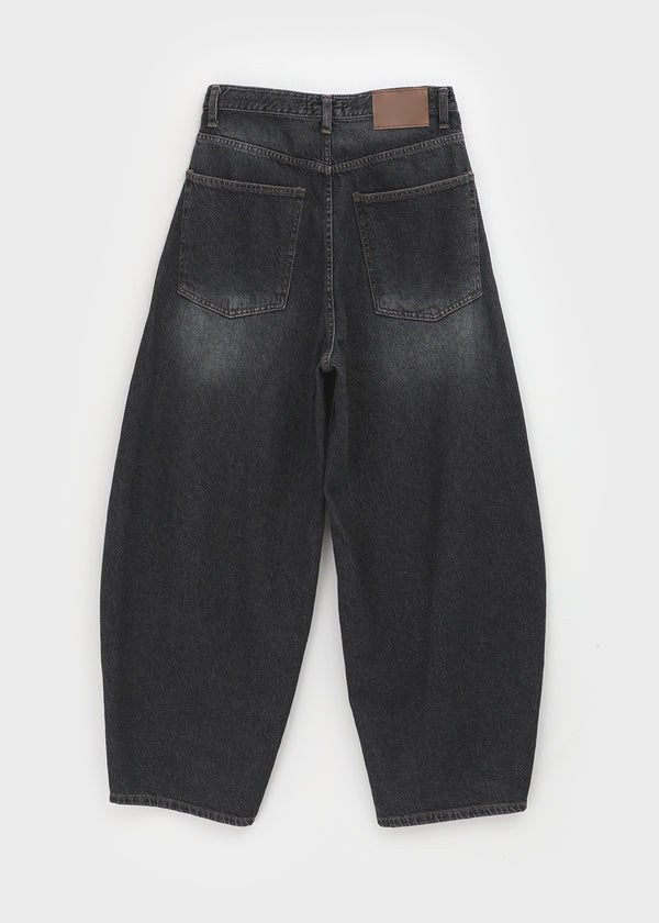 Loppen-striped Balloon Wide Denim Pants