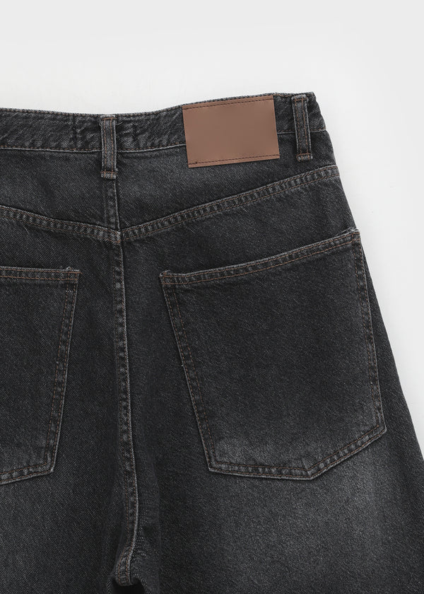 Loppen-striped Balloon Wide Denim Pants