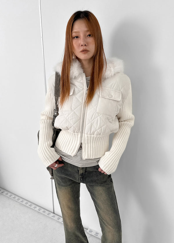 Nilti Fur Trimming Padded Hooded Zip-up (1 Oz)