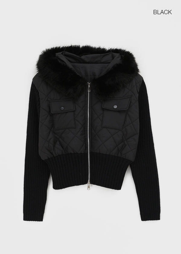 Nilti Fur Trimming Padded Hooded Zip-up (1 Oz)