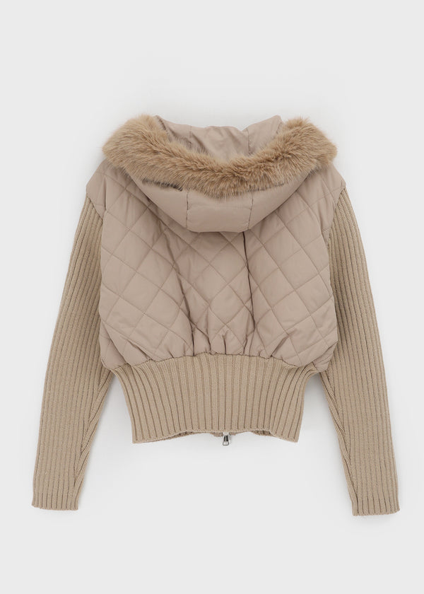 Nilti Fur Trimming Padded Hooded Zip-up (1 Oz)