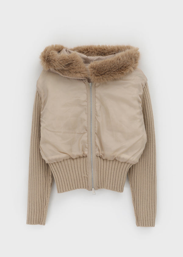 Nilti Fur Trimming Padded Hooded Zip-up (1 Oz)