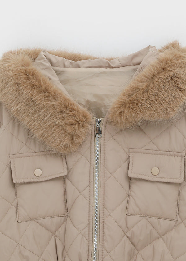 Nilti Fur Trimming Padded Hooded Zip-up (1 Oz)