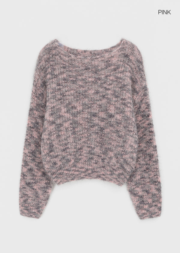 Pamu Hairy Boat Neck Color Knit