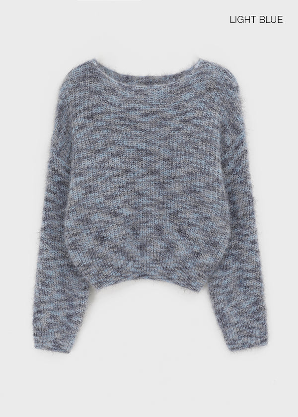 Pamu Hairy Boat Neck Color Knit