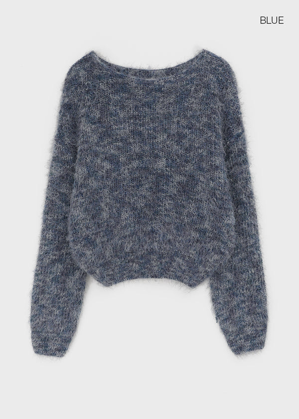 Pamu Hairy Boat Neck Color Knit