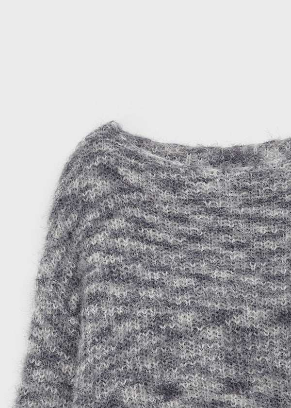 Pamu Hairy Boat Neck Color Knit