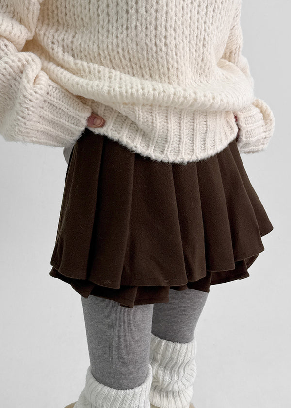 Kurupi Double Wool Pleated Miniskirt