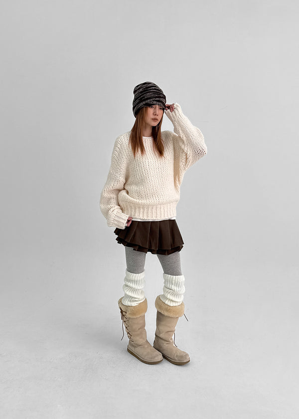 Kurupi Double Wool Pleated Miniskirt