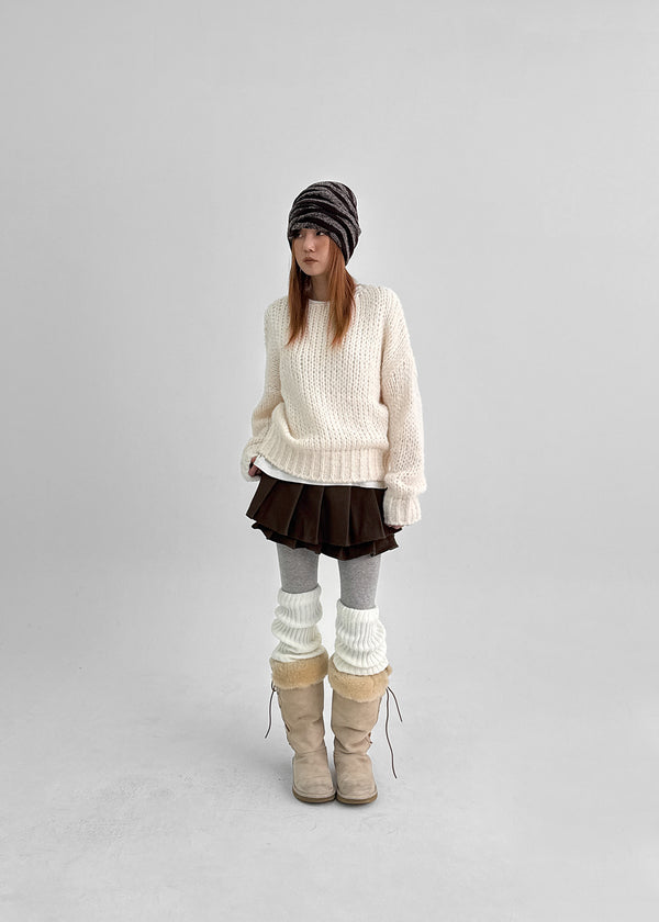 Kurupi Double Wool Pleated Miniskirt