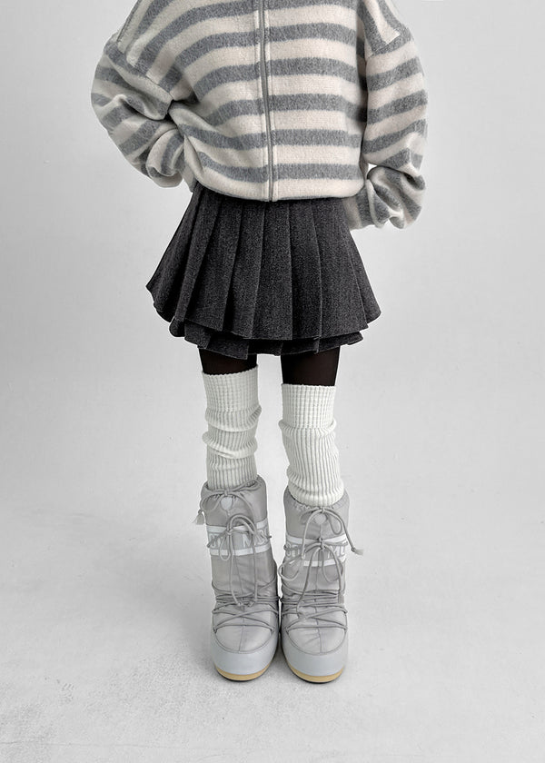 Kurupi Double Wool Pleated Miniskirt