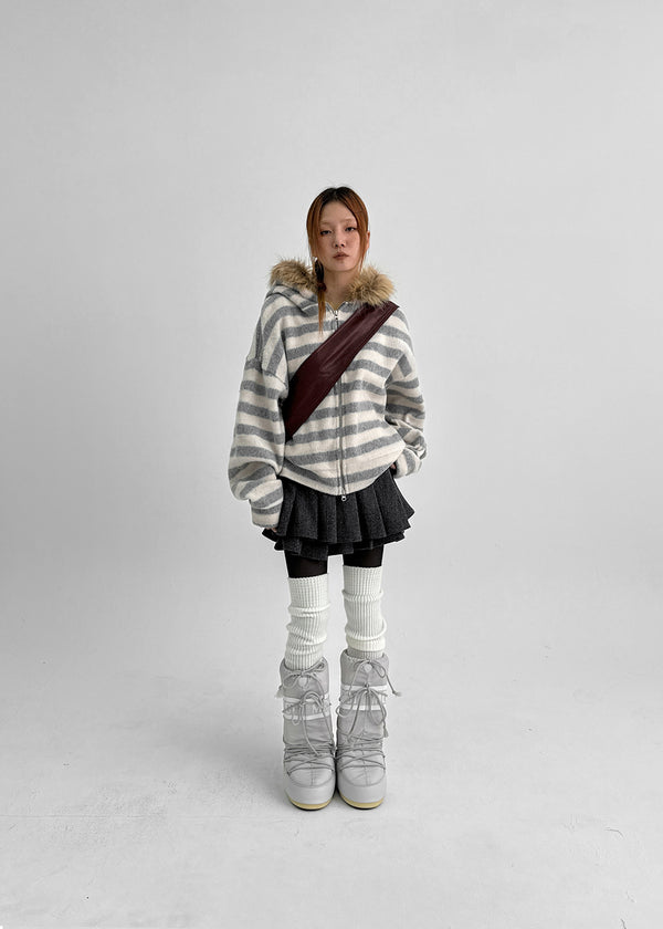 Kurupi Double Wool Pleated Miniskirt