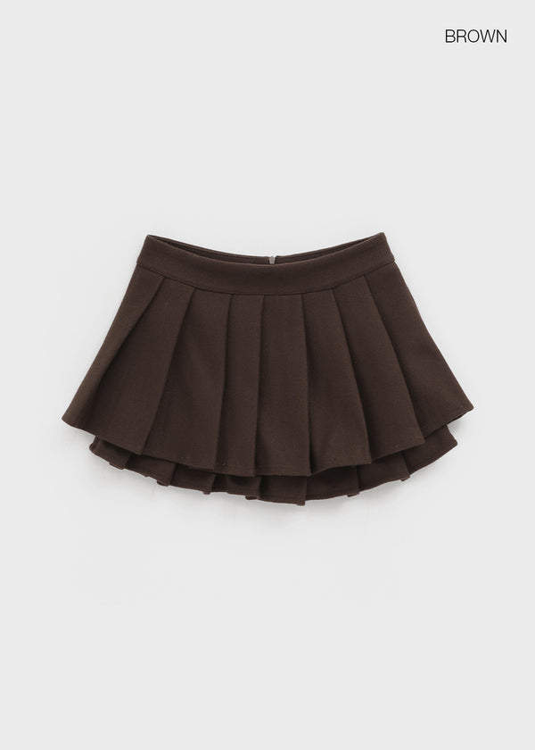 Kurupi Double Wool Pleated Miniskirt