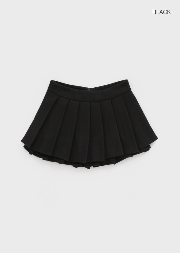 Kurupi Double Wool Pleated Miniskirt