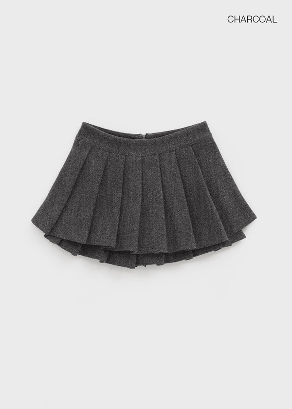 Kurupi Double Wool Pleated Miniskirt