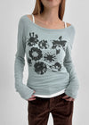 Yako Flower Print Long Sleeve T-shirt