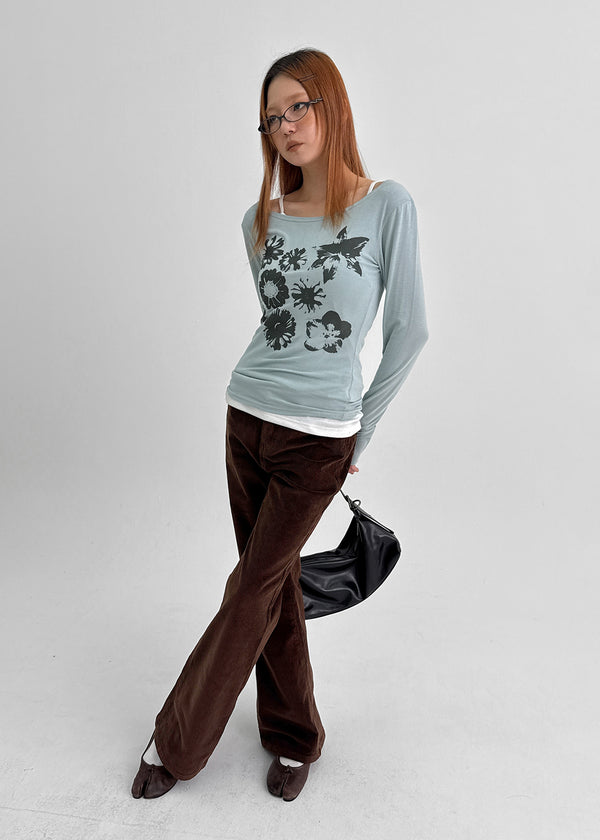 Yako Flower Print Long Sleeve T-shirt