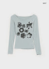 Yako Flower Print Long Sleeve T-shirt