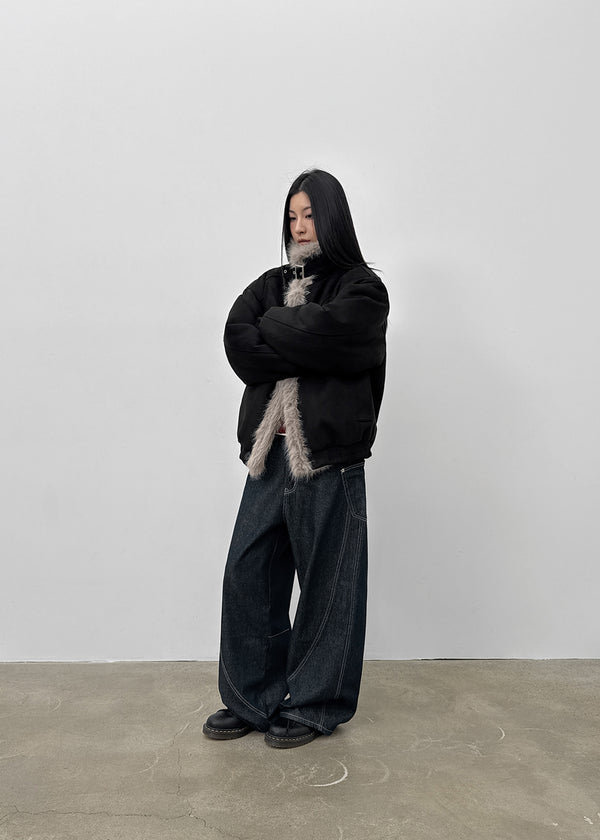 (UNISEX) Carrot High Neck Fur Padding Mustang