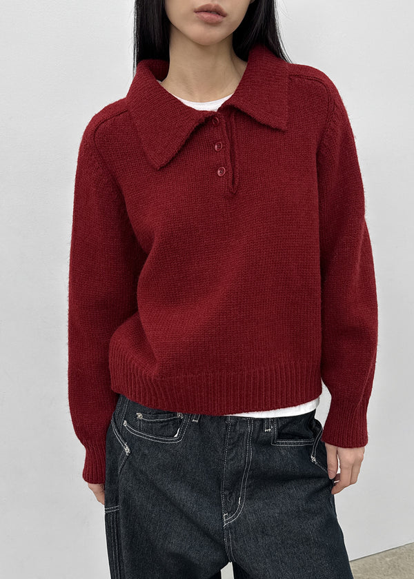 Horn Button Collar Knit
