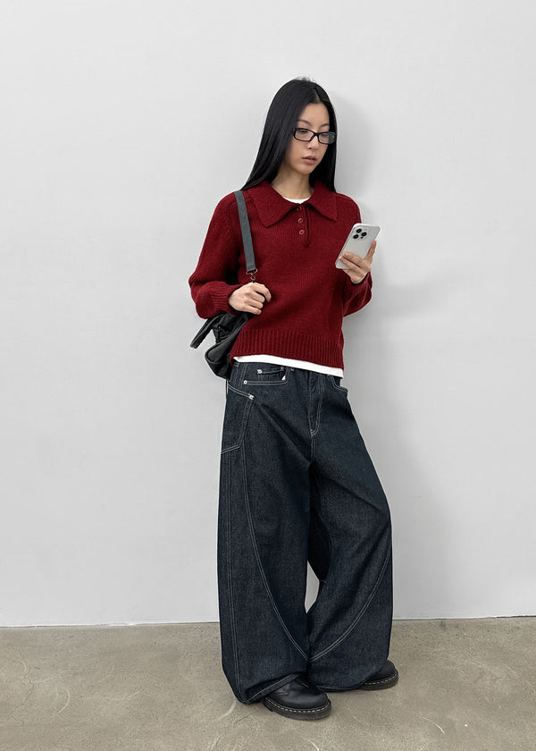 Horn Button Collar Knit