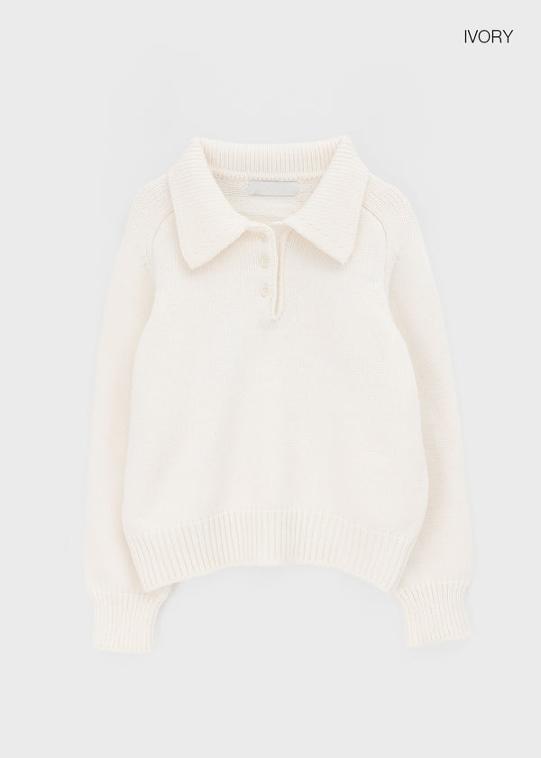 Horn Button Collar Knit