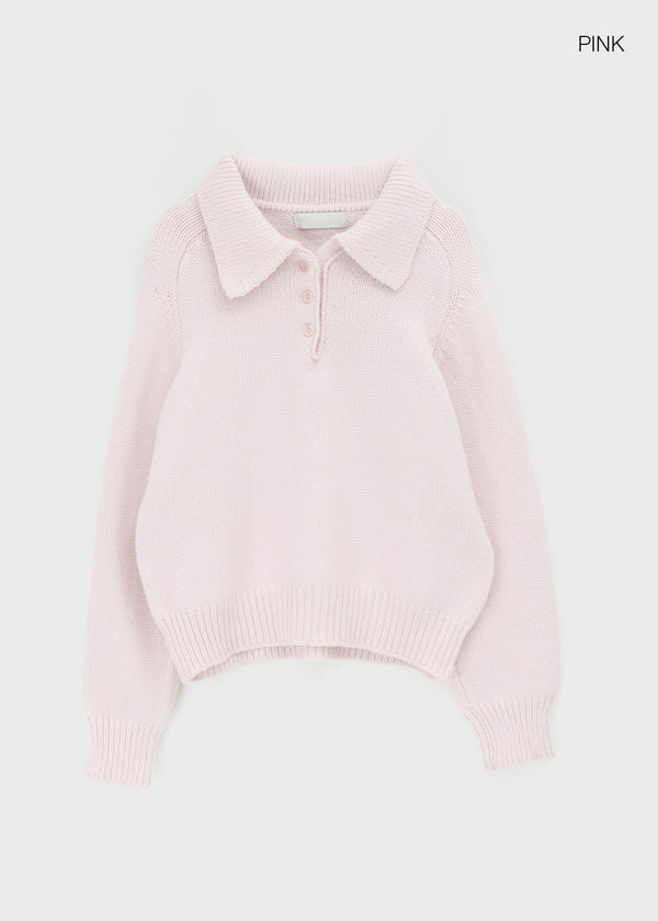 Horn Button Collar Knit