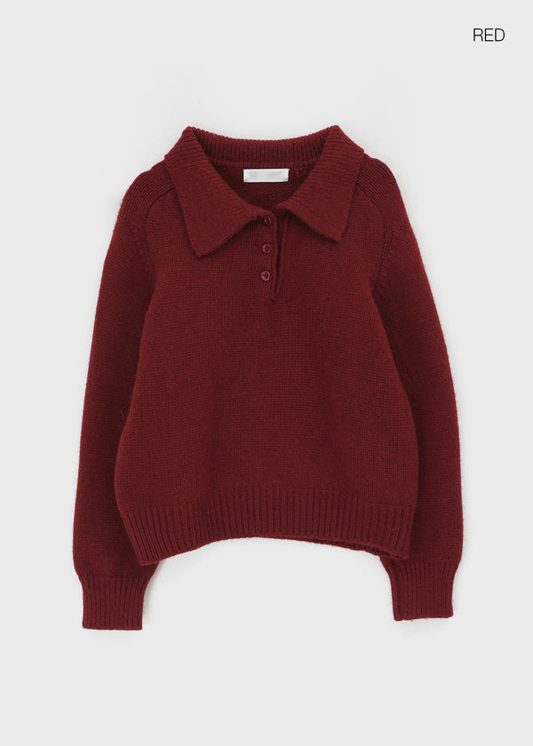 Horn Button Collar Knit