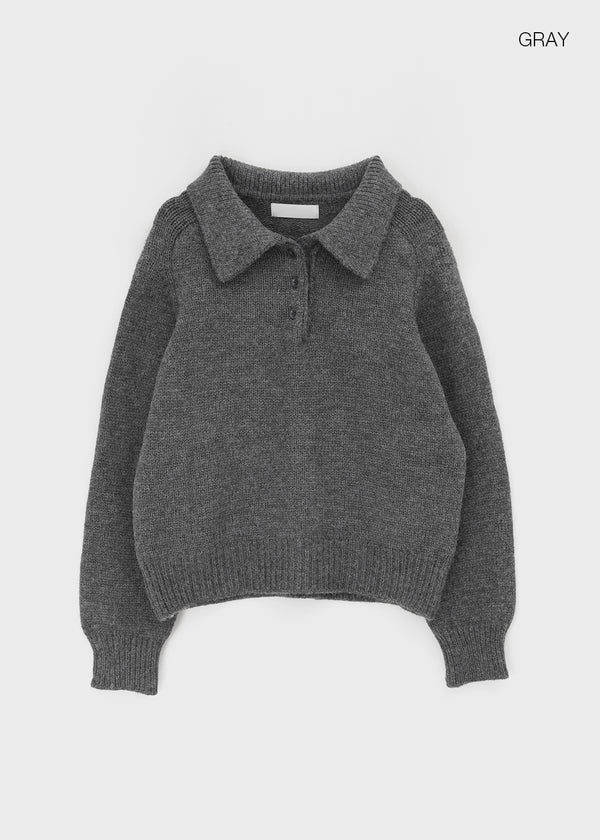 Horn Button Collar Knit