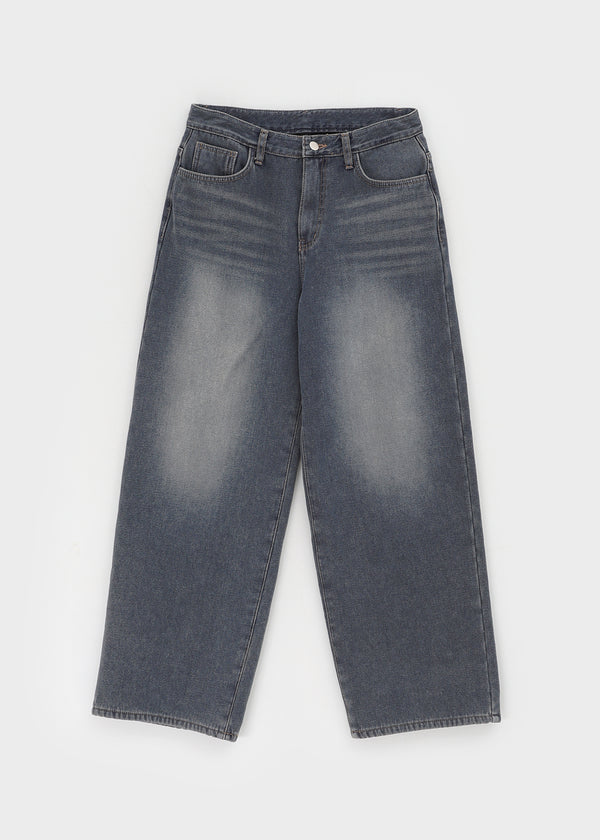 Carit Raised Fleece Wide Denim Pants