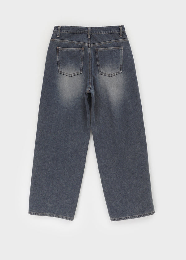 Carit Raised Fleece Wide Denim Pants
