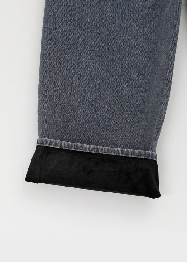 Carit Raised Fleece Wide Denim Pants